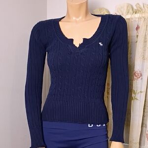 Abercrombie & Fitch Deep Blue V-Neck Sweater